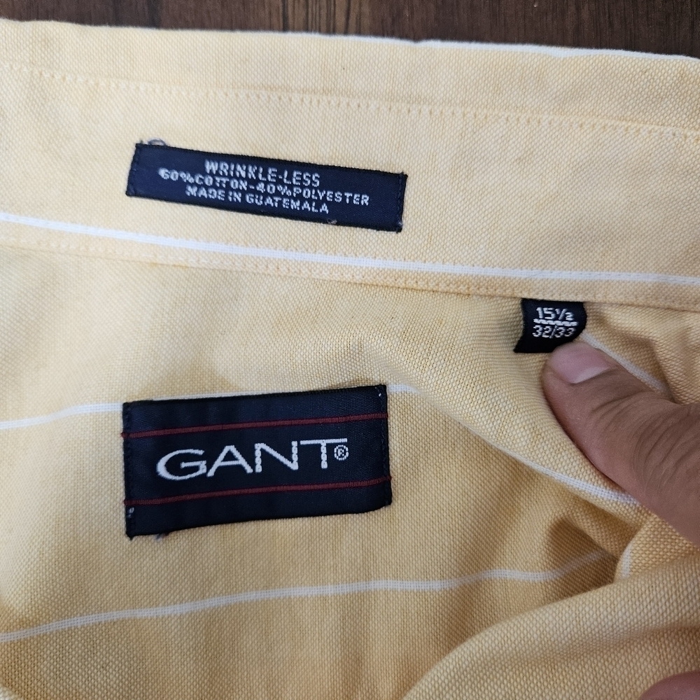GANT long sleeve yellow stripped button up shirt 15.5 men - Picture 6 of 7